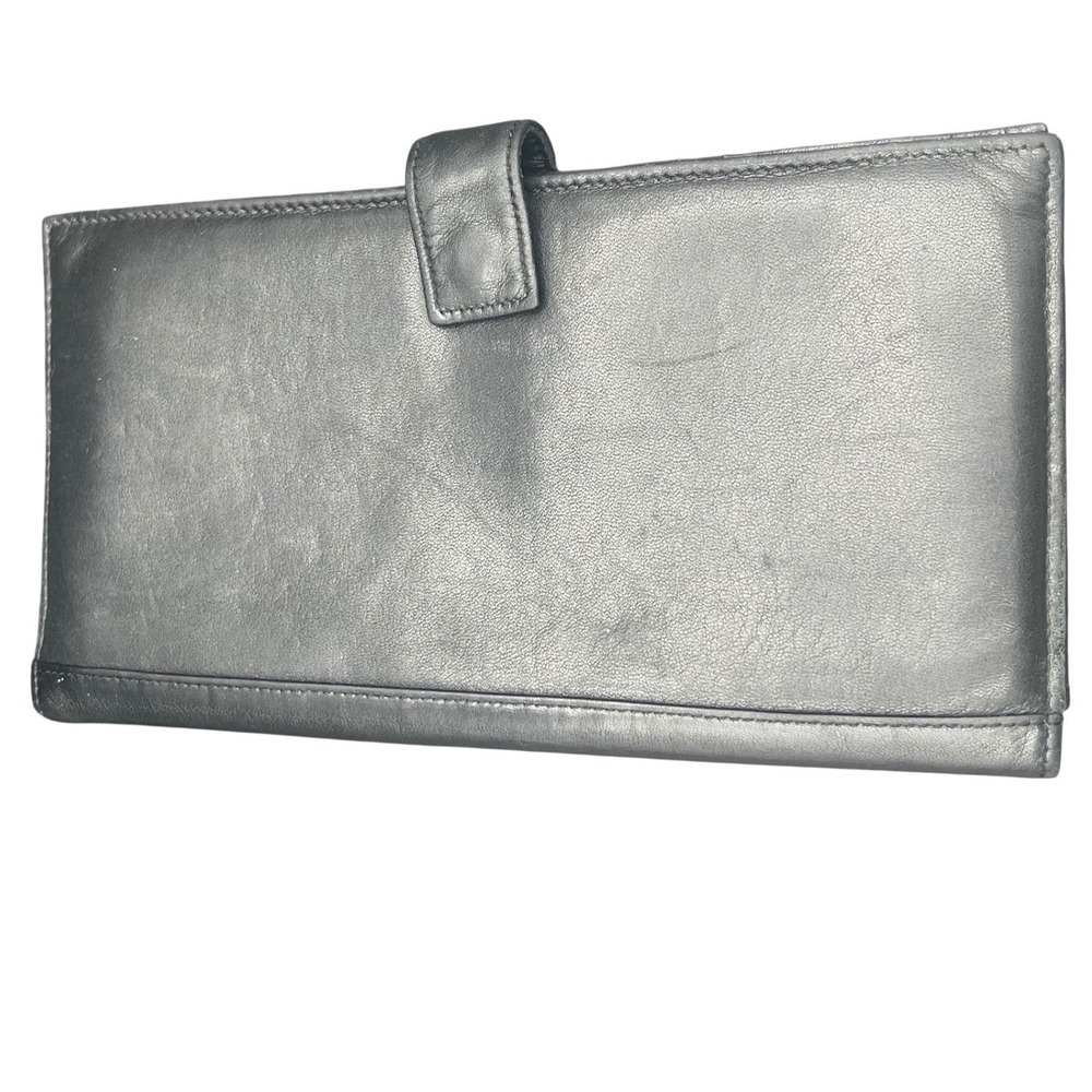 TUMI Leather Wallet Travel Passport Card Organizer‎ Black Leather 9 x 5"
